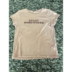 Abercrombie & Fitch Start Somewhere T Shirt‎ Womens Large Pink Single Stitch